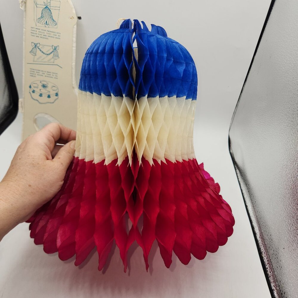 Vintage Tissue Paper Bells White and Red White and Blue Fold for Storage